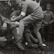 First Aid for the wounded at Lom